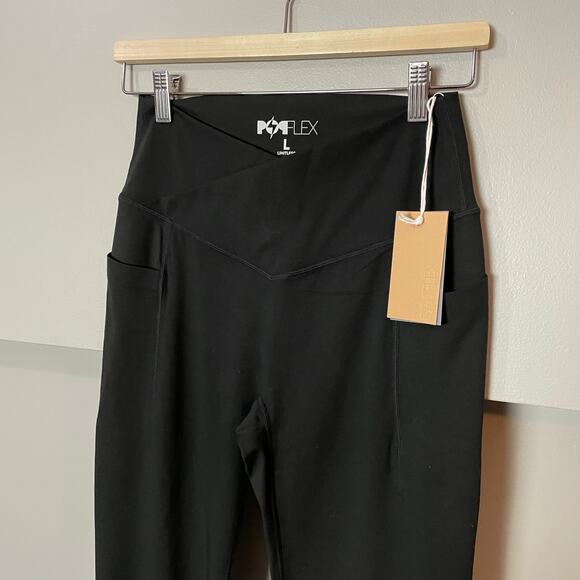 NWT Popflex Crisscross Hourglass Bell Bottom SZ LARGE TALL Pockets Black 34" NEW - Picture 7 of 11